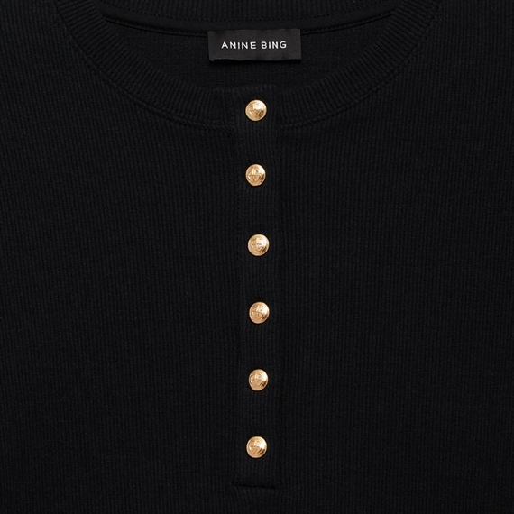 Anine Bing Alessia Long Sleeve Bluse, Sort 